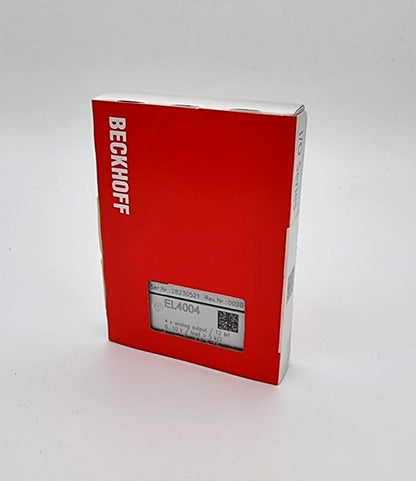 Beckhoff EL4004 EtherCAT-Klemme 4-Kanal-Analog-Ausgang Spannung | sealed, new packaged module with red packaging and product label visible.