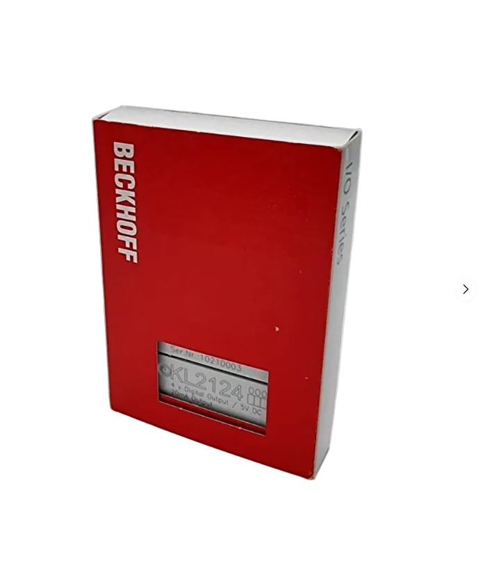 Verpackung der Beckhoff KL2124 Busklemme 4-Kanal-Digital-Ausgang 5 V DC 20 mA in roter Box.