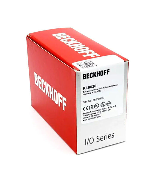 Beckhoff KL9020 Klemmenbusverlängerungs-Endklemme, new sealed box, I/O Series, product packaging view