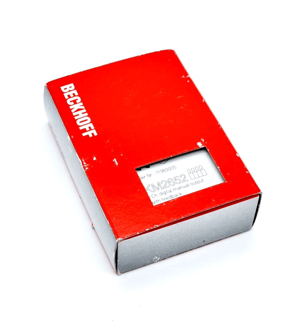 Beckhoff KM2652 Busklemmenmodul, 2-Kanal-Digital-Ausgang, 230 V AC, 6 A packaging box in red with product name visible.