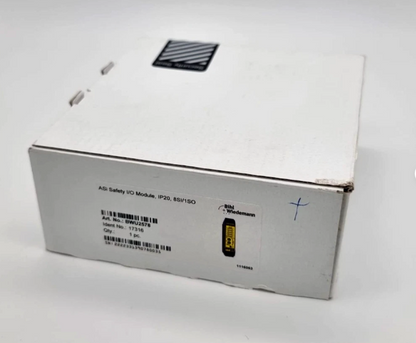 Packaging of Bihl+Wiedemann BWU2578 ASi Safety E/A Modul IP20 8SE/1SA/16E 17316 | sealed, showing box with label.