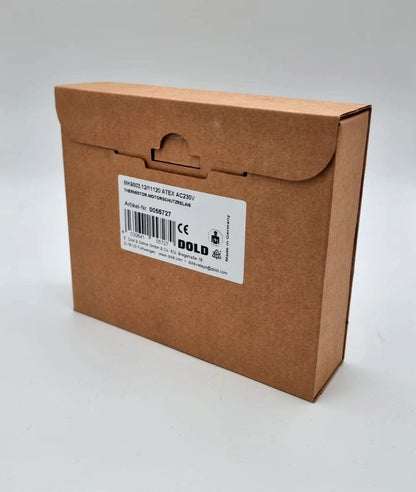 Packaging of Dold 0055727 MK9003.12/11120 Thermistor-Motorschutzrelais ATEX AC230V | sealed by E. Dold & Söhne KG.