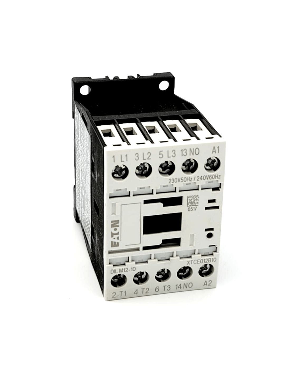 Eaton 276830 DILM12-10 Leistungsschütz 3-polig 230V50HZ 240V60HZ, AC relay component front view.