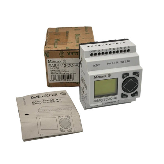 Eaton / Moeller EASY412-DC-RC Steuerrelais (202404) ist eine kompakte Kleinsteuerung für einfache Automatisierungs- und Steuerungsaufgaben.