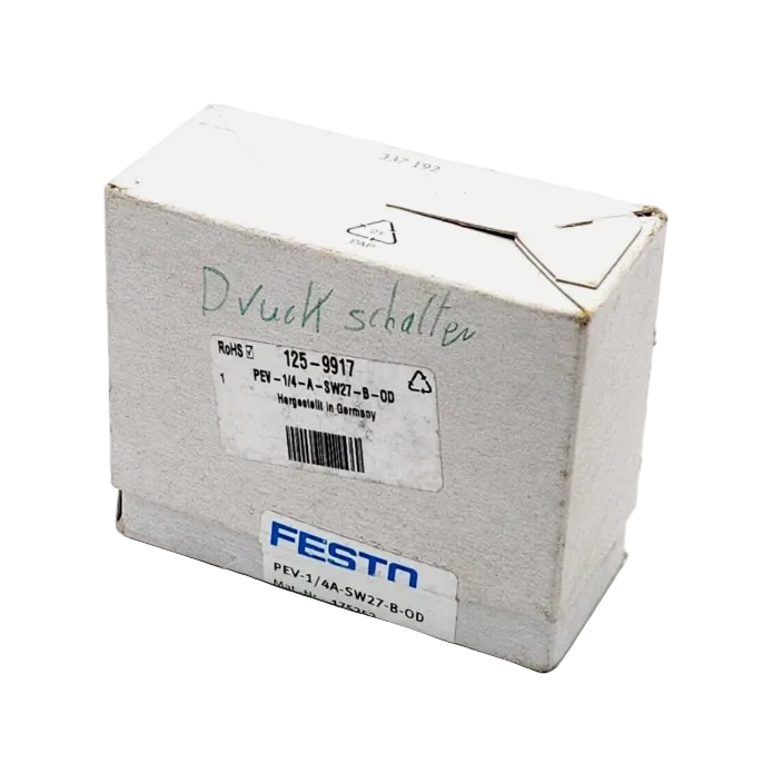 Box of Festo 175252 Druckschalter PEV-1/4-A-SW27-B-OD Serie R3 | sealed, in original packaging, new and unopened.
