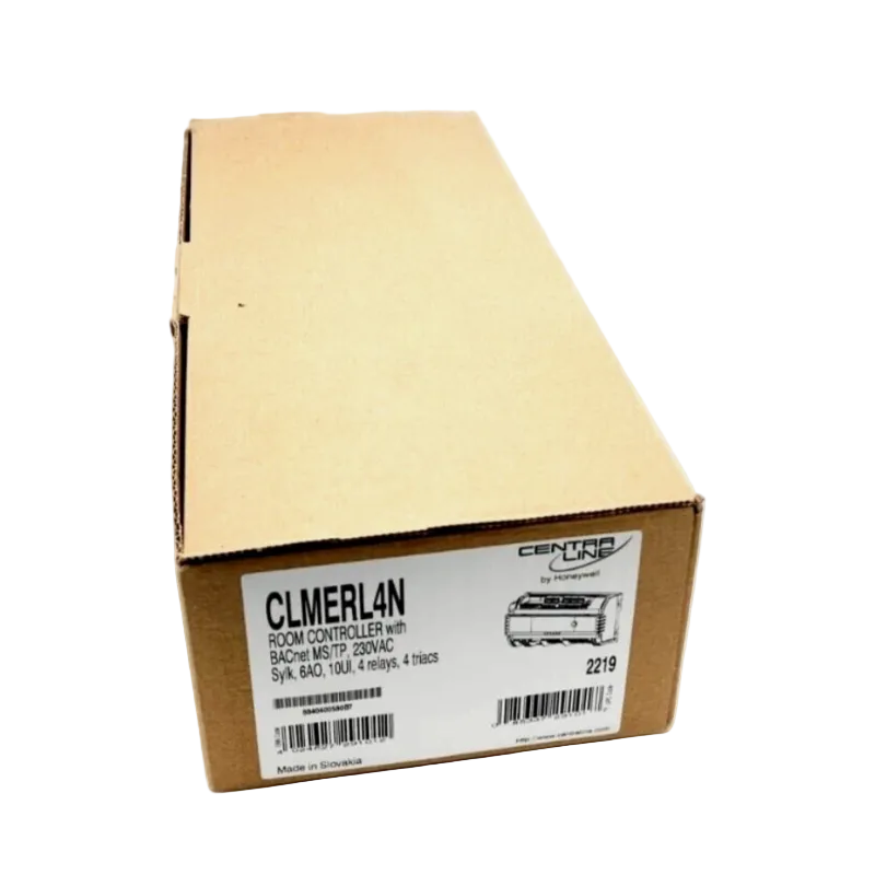 Packaging box of Honeywell CLMERL4N Room Controller MERLIN NX BACnet MS/TP 230VAC