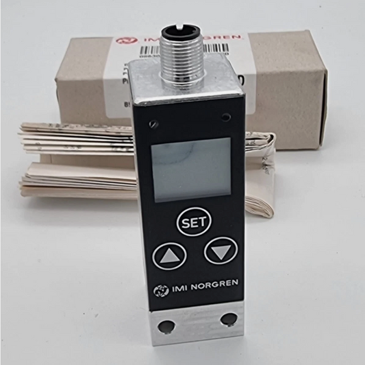  IMI Norgren 33D 0863012 ist ein elektronisch betätigter Pneumatik-Druckschalter zur zuverlässigen Überwachung und Steuerung von Druckluftsystemen im Bereich −1 bis 16 bar