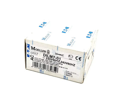 Moeller 276585 DILM7-01 Leistungsschütz (230V50HZ,240V60HZ) packaging with label and branding visible.