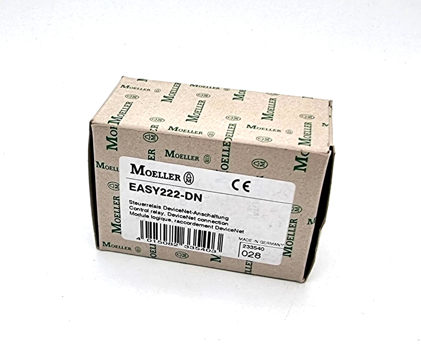 Moeller / Eaton 233540 EASY222-DN Steuerrelais DeviceNet-Anschaltung box with label and specifications