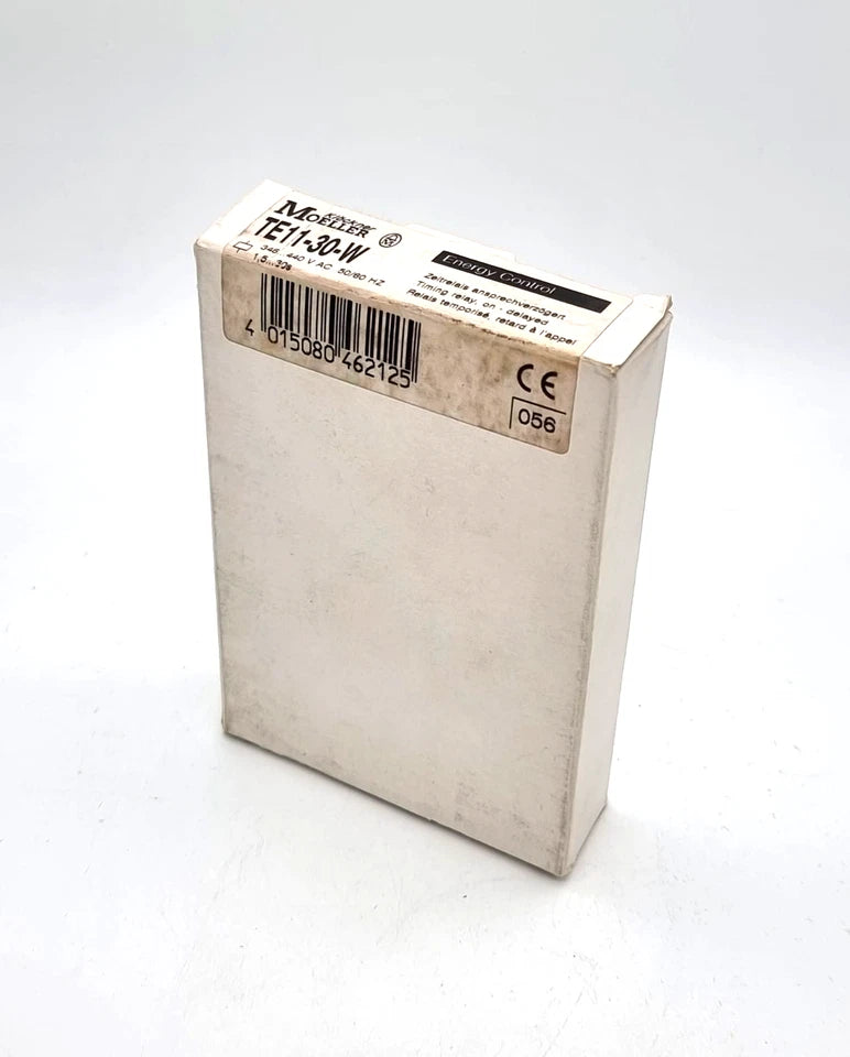 Moeller / Eaton TE11-30-W Zeitrelais ansprechverzögerung 1,5...3s 346...440V AC in originalverpackt Zustand, Rückansicht der Verpackung
