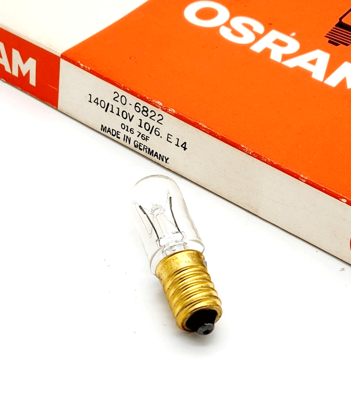 Osram 6822 Nähmaschinen-Glühbirnen 140/110V 6...10W 10/6. E14, machine light bulb with packaging