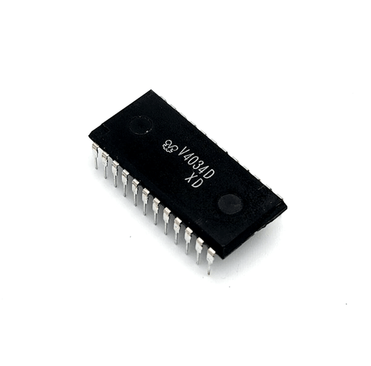 RFT electronic V4034D CMOS 8-bit universal bus register DIP24 component on white background.