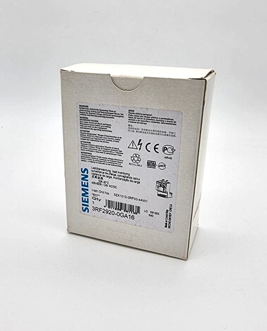 Siemens 3RF2920-0GA16 Lastüberwachung 20A 40C 400-600V/24V AC/DC box packaging detail