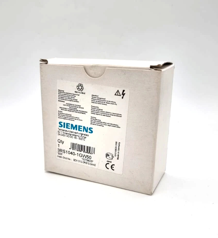 Siemens 3RS1040-1GW50 Temperaturüberwachungsrelais -50 °C bis 500 °C AC/DC Verpackung