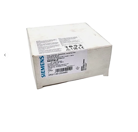 Verpackung des Siemens 3RS1140-2GW60 Temperaturüberwachungsrelais -99 °C bis 999 °C, neu und originalverpackt, Modell SIRIUS