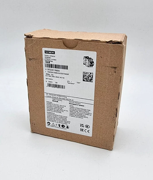 Siemens 3RT2037-3NB30 Leistungsschütz AC3e:30kW 1S+1Ö AC/DC20-33V packaged box view