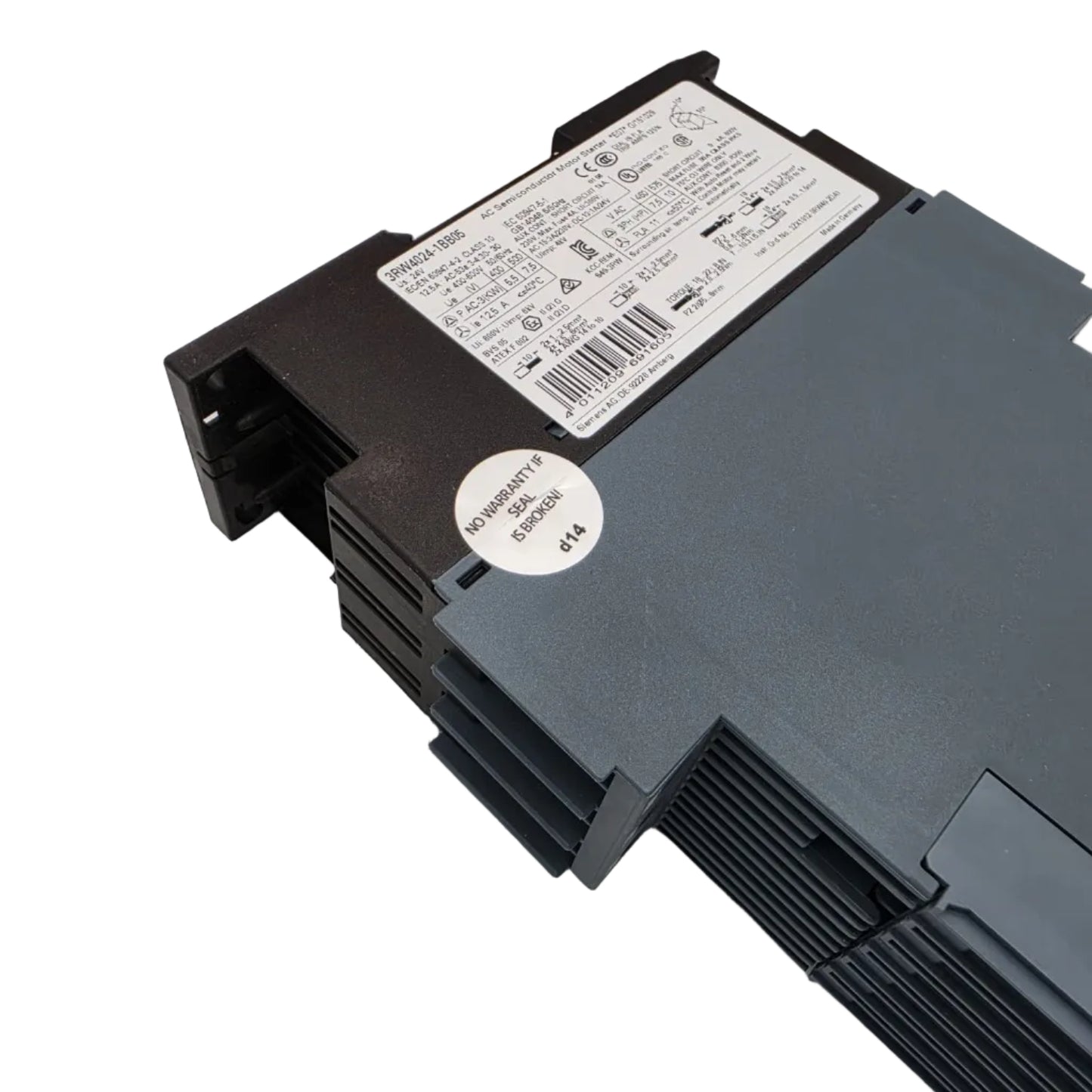 Siemens SIRIUS Sanftstarter 3RW4024-1BB05 ist eine kompakte und zuverlässige Lösung zum sanften Starten und Stoppen von Drehstrommotoren.