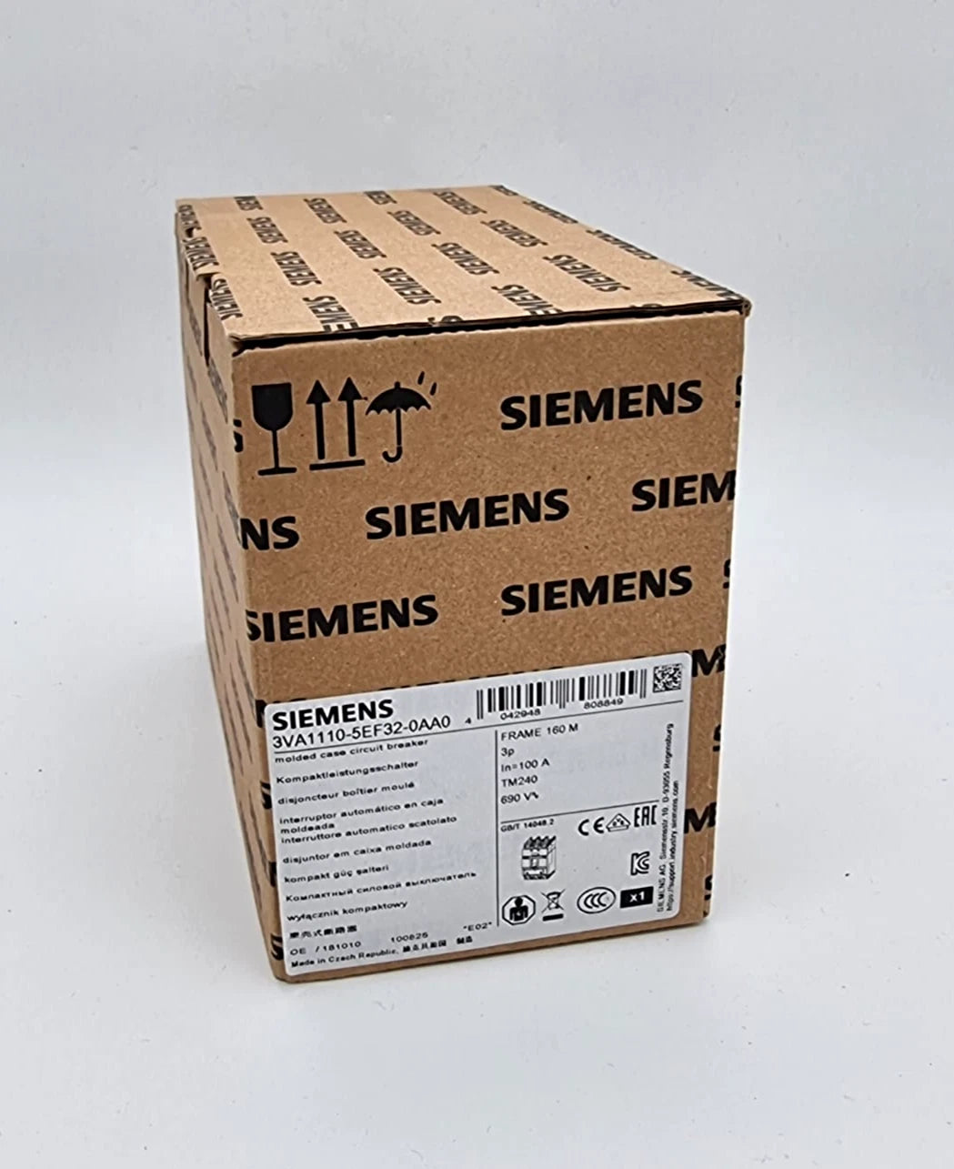 Siemens 3VA1110-5EF32-0AA0 Leistungsschalter 100A originalverpackt, 3-polig, IEC Frame 160.