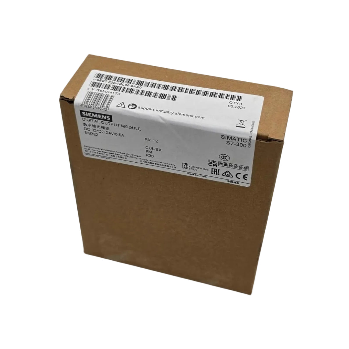 Siemens, 6ES7322-1BL00-0AA0, SM 322, SM322, SIMATIC S7-300, S7-300, S7 300, Digitalausgabe, Digitalausgang, Digitalausgangsmodul, Digital Output, 32 DA, 32 DO, 24V DC, 0,5A, potentialgetrennt, potenzialgetrennt, 40-polig, Signalmodul, Ausgangsmodul, SPS, PLC, Aktorik, Steuerungstechnik, Maschinenbau, Industrieautomation, Automatisierungstechnik