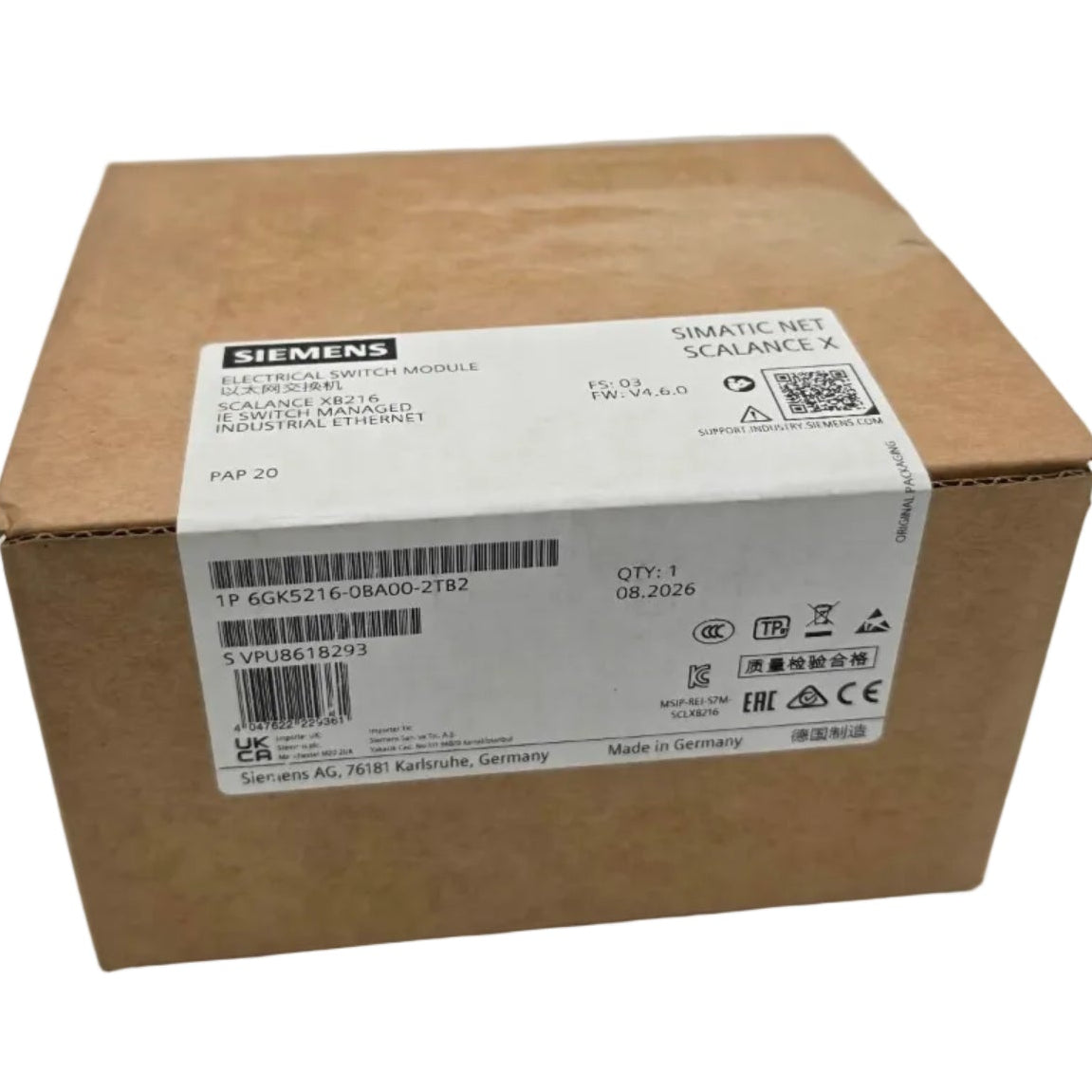 Siemens, 6GK5216-0BA00-2TB2, 6GK52160BA002TB2, SCALANCE, SCALANCE XB216, SCALANCE XB200, Industrial Ethernet, Ethernet Switch, Managed Switch, Managed Layer 2, Layer 2 Switch, 16 Port Switch, 16x RJ45, 10/100 Mbit/s, PROFINET, PROFINET IO, EtherNet/IP, IEC 62443-4-2, Industrial Cybersecurity, redundante Stromversorgung, Netzwerkmanagement, Netzwerkdiagnose, DIN-Schiene, Hutschienenmontage, SPS, PLC, SIMATIC, industrielle Kommunikation, Netzwerktechnik, Maschinenbau, Industrieautomation, Automatisierungstech