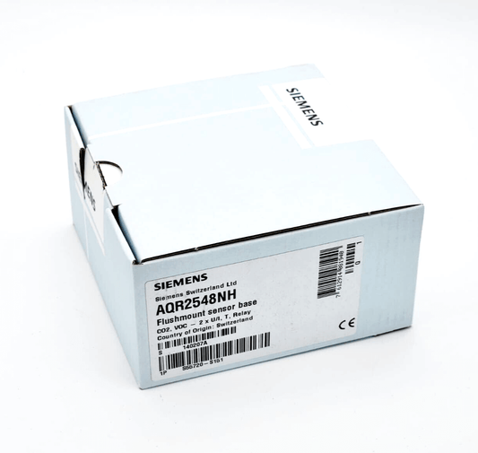 Product packaging for Siemens AQR2548NH, Basismodul mit integrierter VOC und CO2-Messung, S55720-S151 on a white background.