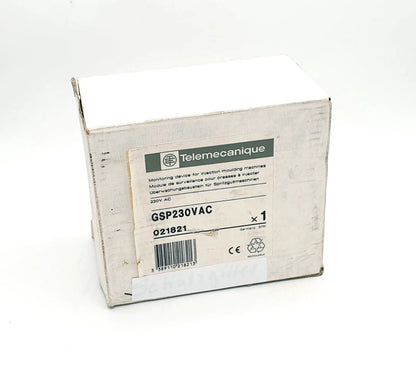 Telemecanique 021821 GSP/SerienB Überwachungsbaustein GSP230VAC in original packaging, 230V AC monitoring relay module.