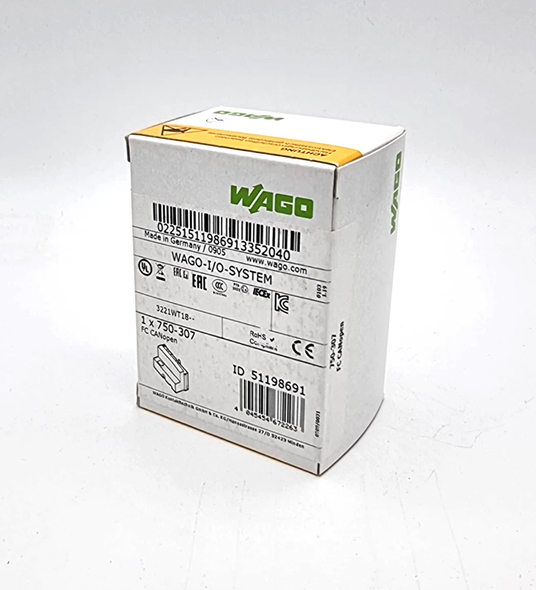 Wago 750-307 Feldbuskoppler CANopen | sealed in original unopened packaging with product details visible on the box.