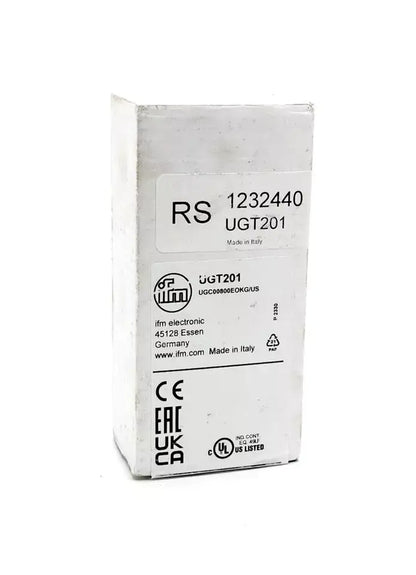 ifm UGT201 Ultraschallsensor UGC00800EOKG/US packaging box, new and original, with labeled product details and specifications