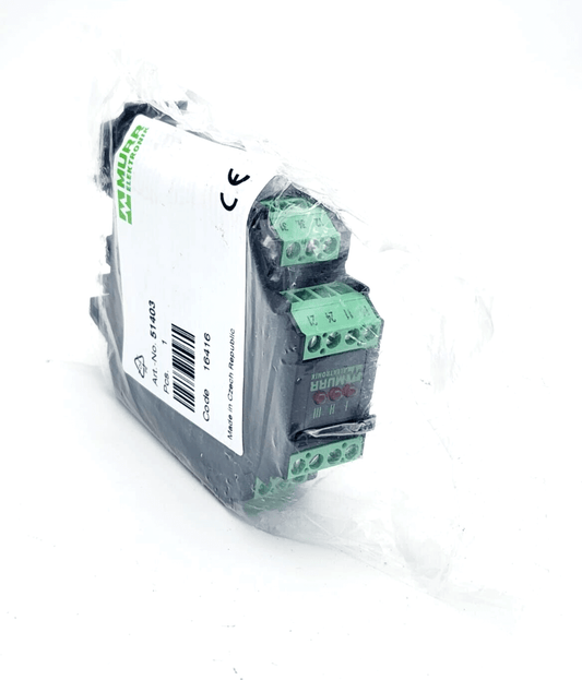 Murrelektronik 51410 relay RM 14/24 VAC/DC in packaging, green connectors visible.