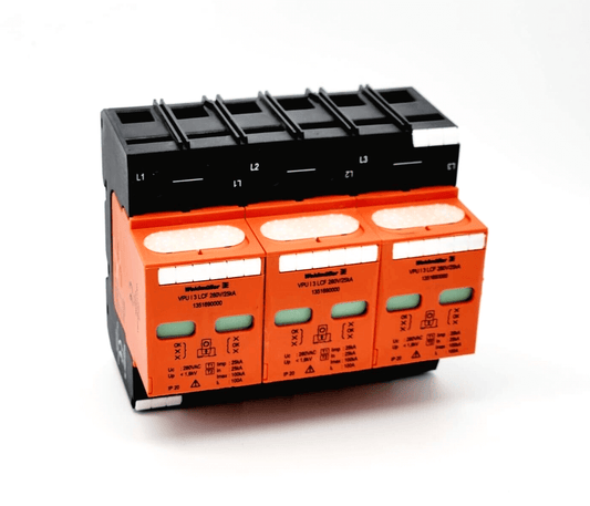 Weidmüller 1351690000 VPU I 3 LCF surge protection device, 280V/25KA lightning current arrester, IP20, type I/II, 230V, AC