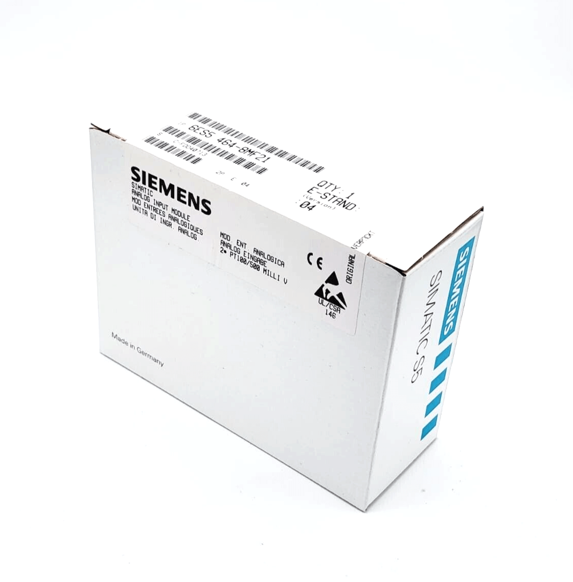 Siemens SIMATIC S5 box, model 6ES5464-8MF21, Analogeingabe 464, two Pt100 inputs, isolated for S5-90U/95U/100U, ET 100U, ET 200U.