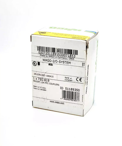 Wago 750-819 Controller LonWorks packaging, showing box label and product details