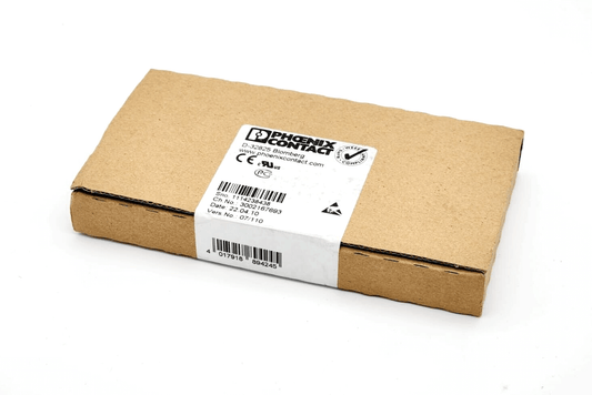 Phoenix Contact 2861302 Analogmodul packaging box on white background, labeled with product details and barcode.