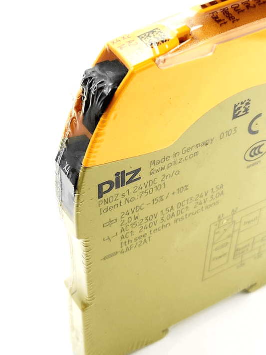 Pilz 750101 PNOZ s1 safety relay 24VDC 2 n/o, safety card with 1-channel input, 2S, 1HL outputs, screw-terminal, standalone device.