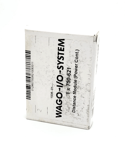Wago 750-621 Distance Module packaging for I/O systems, showing front view with barcode and product details.