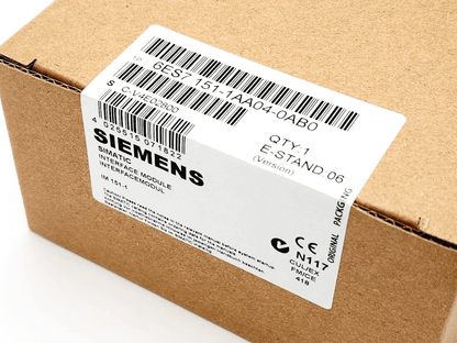 Siemens 6ES7151-1AA04-0AB0 SIMATIC DP Interface Module packaging box with product label visible