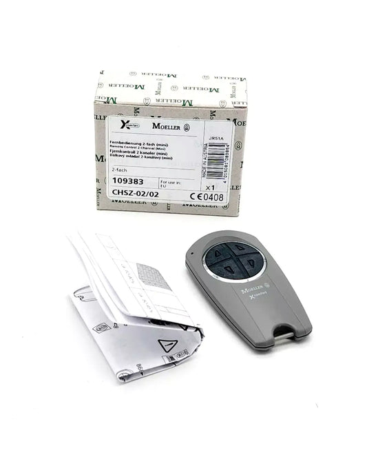 Moeller 109383 CHSZ-02/02 2-fach Mini Fernbedienung with packaging and manual.