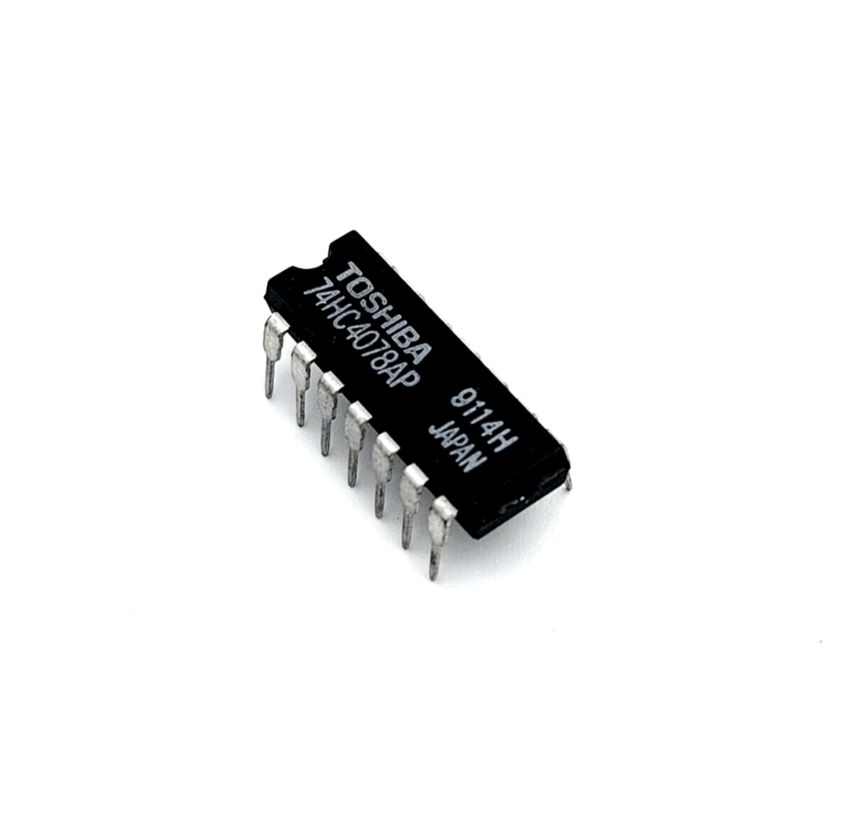 Toshiba 74HC4078AP IC DIP14 integrated circuit showcasing compact design.
