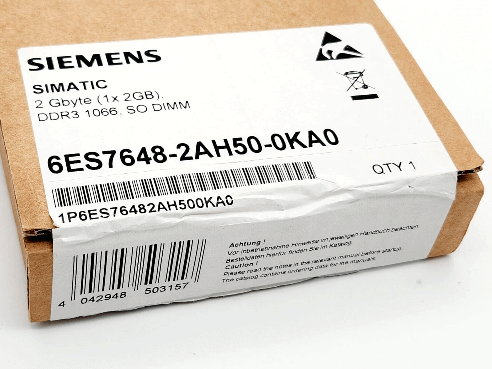 Siemens 6ES7648-2AH50-0KA0 SIMATIC PC 2GB DDR3 1066 SO DIMM memory expansion packaging