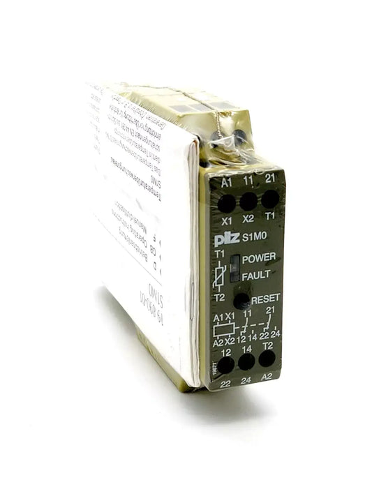 Pilz 839650 S1MO temperature monitoring relay, 230VAC, 2c/o, front view showing terminals and indicators.