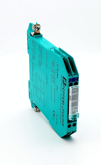 Pepperl+Fuchs 071858 Z960 Zener Barrier with blue casing, 2-channel AC, rated current 50 mA, DIN rail mount for star connection