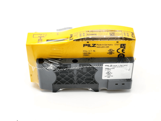 Pilz 312043 PSSu H F PN Kopfmodul, ProfiNET Fail-Safe Standard, packaged front view.