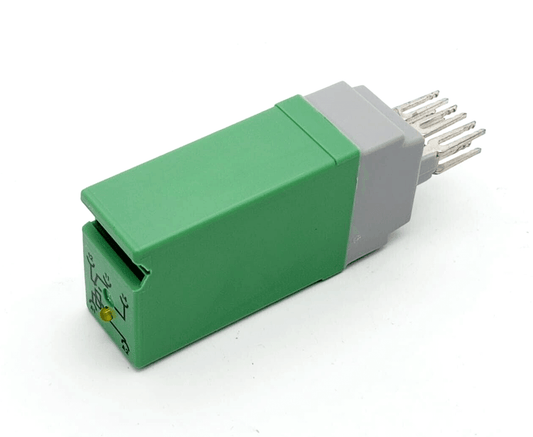 Phoenix Contact 2824190 relay plug ST-REL3-KG with indicator light, 24V AC/DC input, compatible with base terminal blocks.