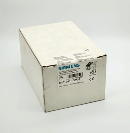 Siemens 3RB1246-1QM20 overload relay box for motor protection BGR S00/S0 with specifications label.