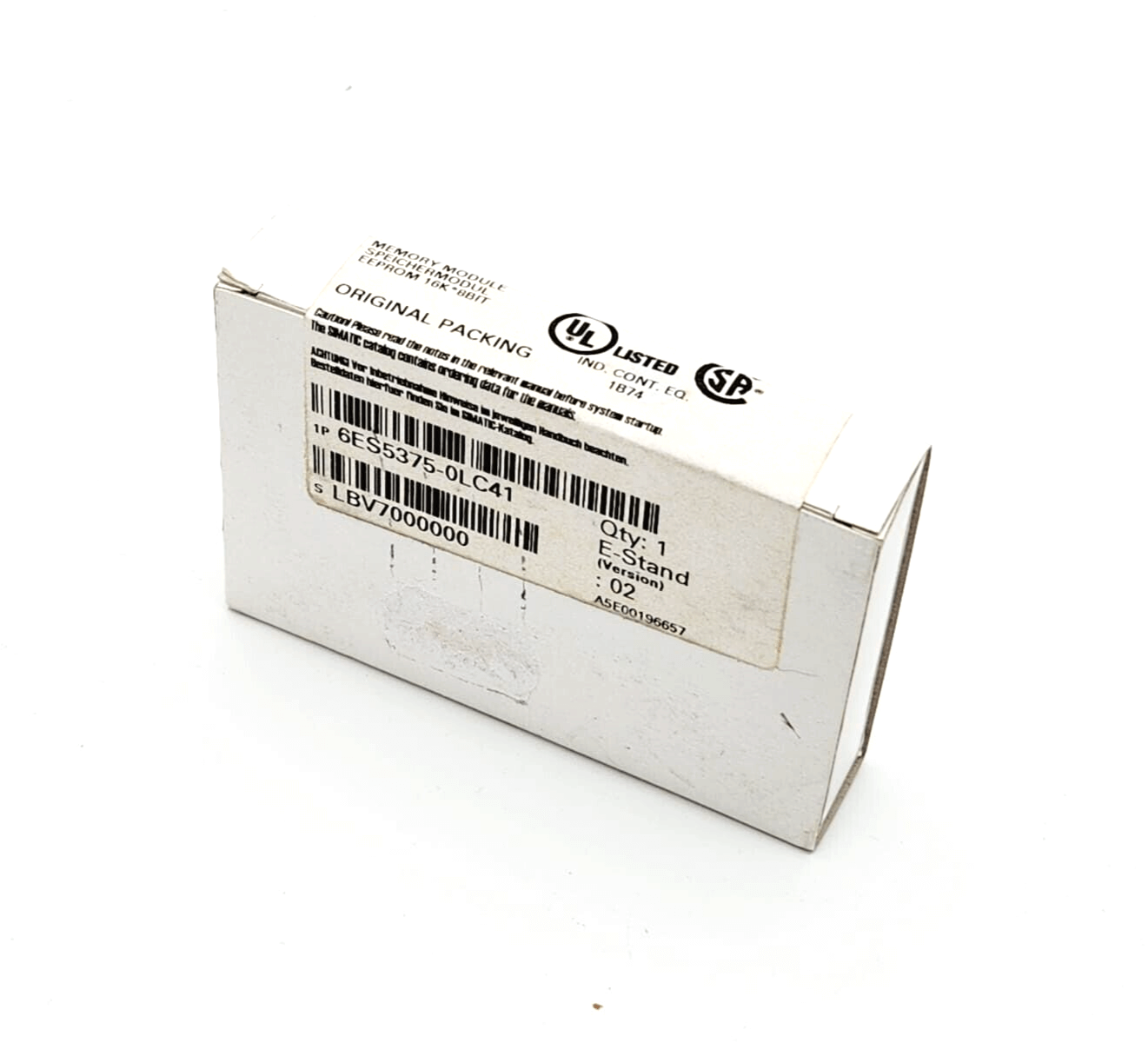 Sealed box of Siemens SIMATIC S5 Speichermodul 375 EEPROM, 16 KByte, model 6ES5375-0LC41, with original packing label visible.