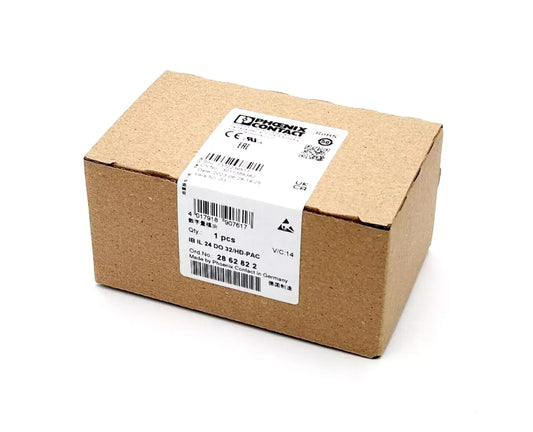 Phoenix Contact 2862822 Digitalmodul in packaging, labeled with product and model details, cardboard box, side view.