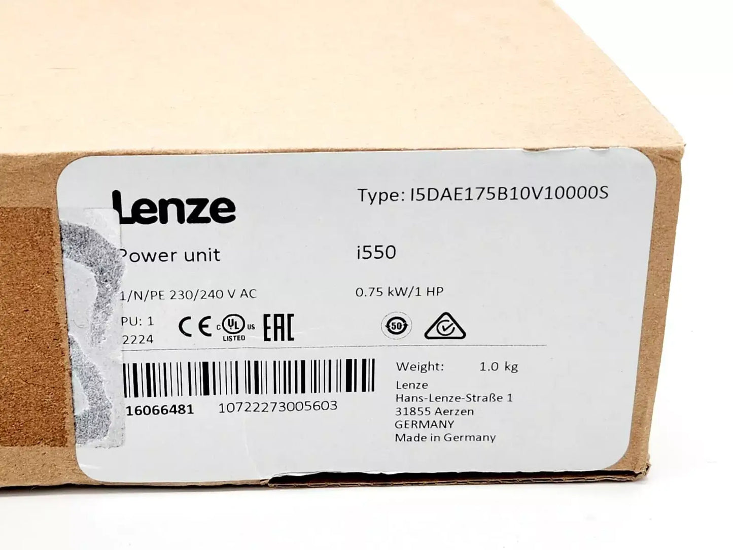 Lenze i550 Power unit 0,75kw 230/240V AC I5DAE175B10V10000S | sealed