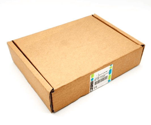 Cardboard box packaging for Phoenix Contact 2750484 Buskoppler, IBS RT 24 BK RB-T, labeled with product information.