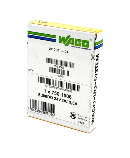 Wago 750-1506 DC 24V 0.5A 8-Channel Digital Input Output Box packaging