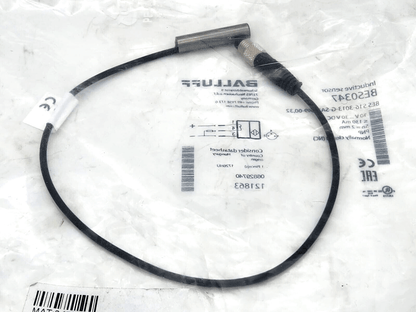 Balluff BES0347 inductive sensor with cable, model BES 516-3013-G-SA2-S49-00,32, stainless steel housing, on packaging